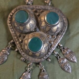 Silver and Green Pendant Necklace